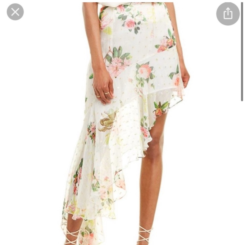 Rococo Sand Floral Shimmer Asymmetrical Skirt